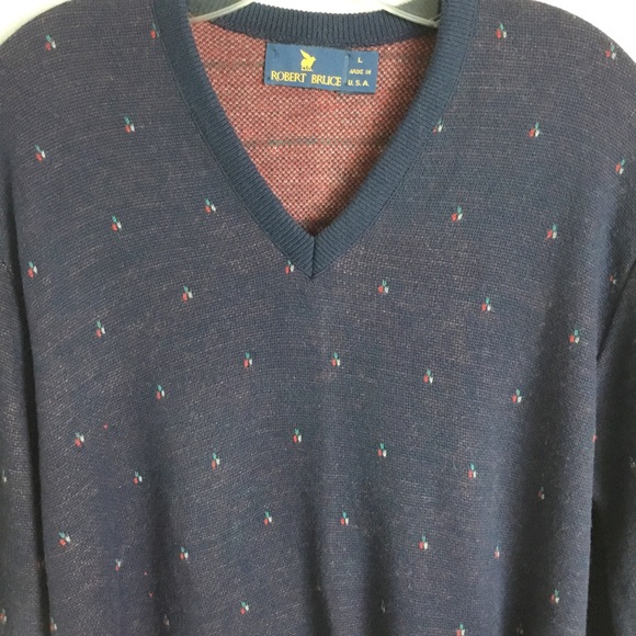 Vintage Robert Bruce Men's Sweater Size Large Soft Knit Made In USA Blue - Picture 3 of 3